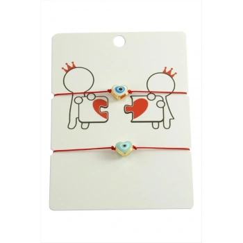 Kalp Nazar İp Bileklik 2 Adet