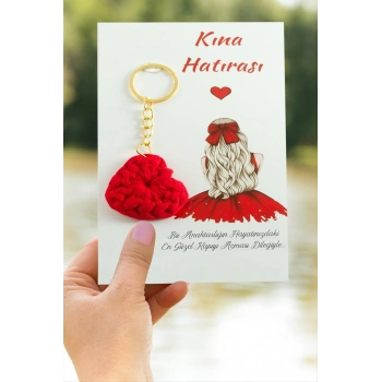 Kalp Örgülü İpli Anahtarlık
