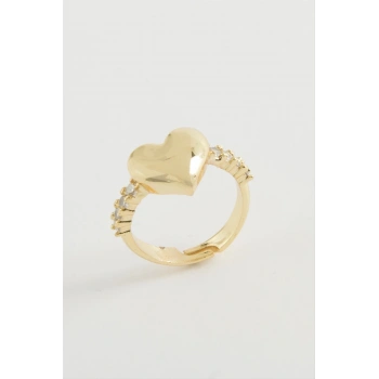 Kalp Taşlı Metal Yüzük