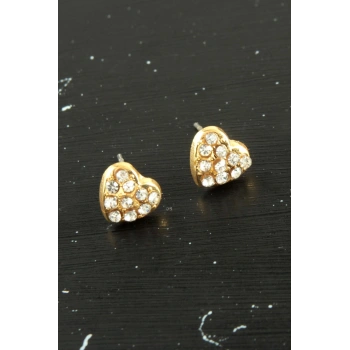 Kalp Taşlı Minik Küpe