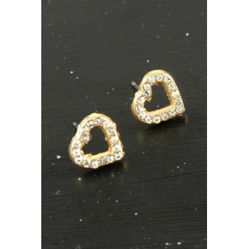 Kalp Taşlı Minik Küpe