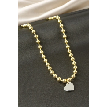 Kalp Top Zincir Çelik Kolye