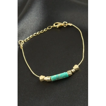 Kalp Turkuaz Taşlı Bileklik