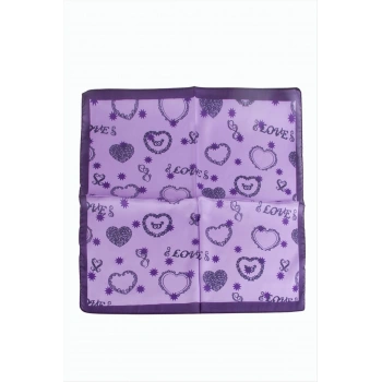Kalp Yıldız Desenli Zr Şifon Fular 50*50 cm