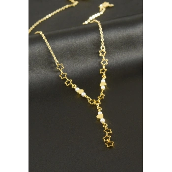 Kalp Yıldız İnci Y Kolye