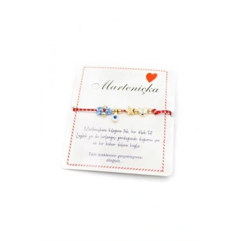 Kalp Yıldız Marteniçka Bileklik - Kırmızı