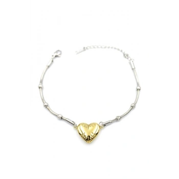 Kalp Zincir Bileklik - Altın