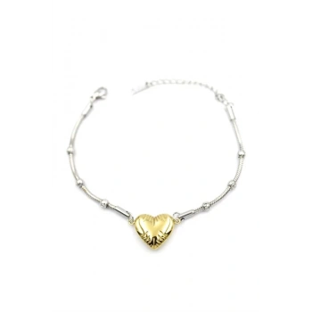 Kalp Zincir Bileklik - Altın