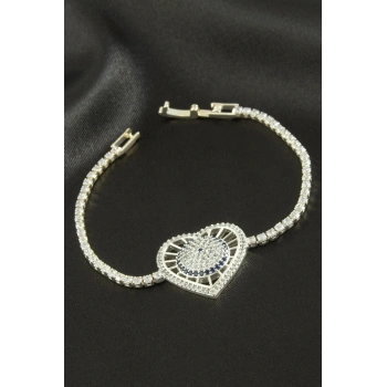 Kalp Zirkon Taşlı Çocuk Bileklik 16 cm