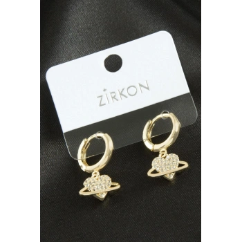 Kalp Zirkon Taşlı Küpe