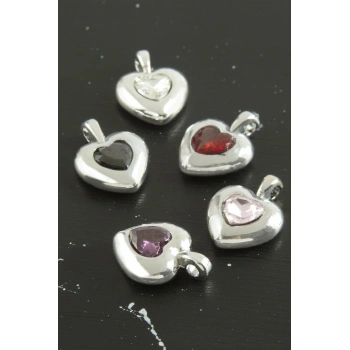 Kalp Zirkon Taşlı Tek Kulplu Aparat 1 Adet