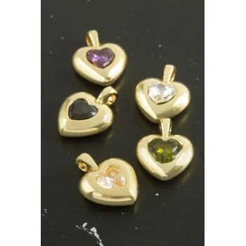 Kalp Zirkon Taşlı Tek Kulplu Aparat 1 Adet