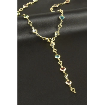 Kalp Zirkon Taşlı Y Kolye