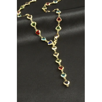 Kalp Zirkon Taşlı Y Kolye