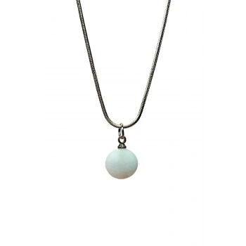 Kalsedon Doğal Taşı Zincirli El Yapımı Kolye Uç: 1,5 cm Zincir: 20 cm Kutulu