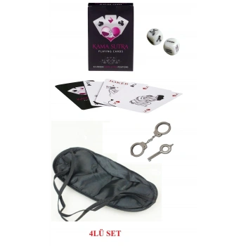 Kamasutra Aşk Seti - Kelepçe - Zar- Kart - Göz Bandı