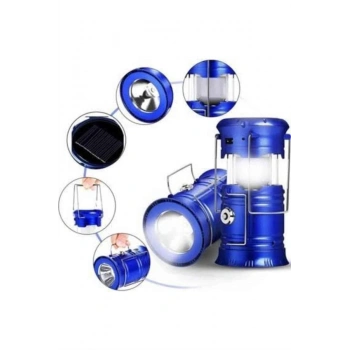 Kamp Lambası Solar Şarjlı Kızaklı Kamp Feneri Led Lamba Işıldak