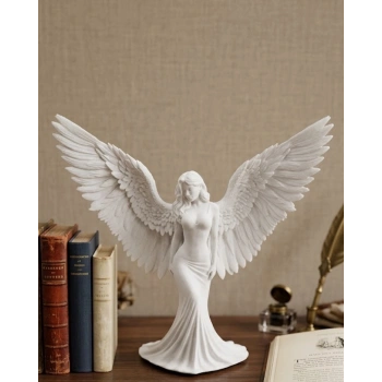 Kanatlı Melek Figürü 3d Baskı Dekoratif Heykel Biblo Ev Ofis Aksesuarı
