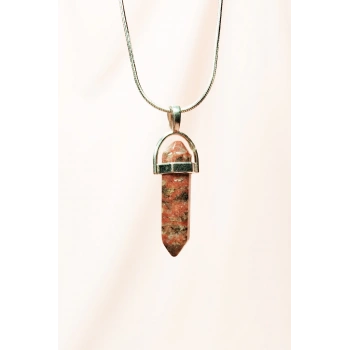 Kantaşı Doğal Taşı Zincirli El Yapımı Tasarımlı Kolye Uç: 3,5 cm Zincir: 20 cm Kutulu