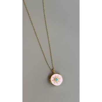 Kapaklı Güneş Kolye - Pembe