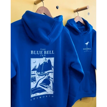 Kapüşonlu Double Oversize Hoodie – Üç İplik Pamuklu, Deniz ve Yelken Baskılı, Kanguru Cepli Premium Sweatshirt - Saks Mavi