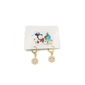 Kar Tanesi Yılbaşı Küpe - Altın