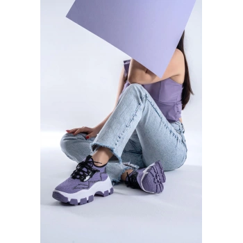 Karabina Lila Triko Kalın Tabanlı Spor Ayakkabı