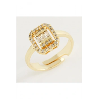 Kare Baget Taşlı Yüzük