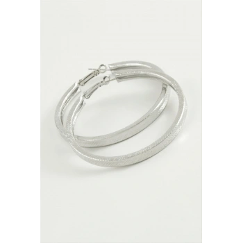 Kare Baklava Desenli Halka Küpe 3,5 cm