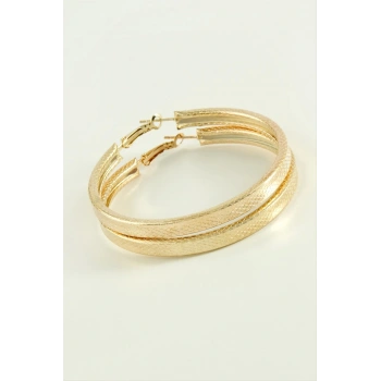 Kare Baklava Desenli Halka Küpe 4,5 cm