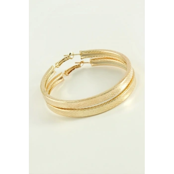 Kare Baklava Desenli Halka Küpe 5,5 cm