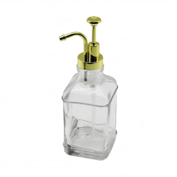 KARE CAM ŞİŞE - ŞEFFAF SIVI SABUNLUK 500ML POMPA - MUSLUK AYRIK MODEL BAŞLI (4887)