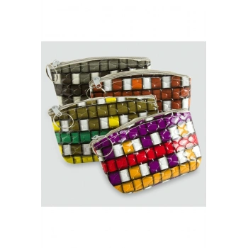 Kare Desenli Bozuk Para Cüzdanı