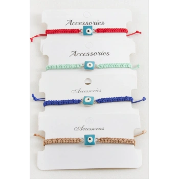 Kare Nazar Makrome Örgülü Bileklik