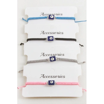 Kare Nazar Makrome Örgülü Bileklik