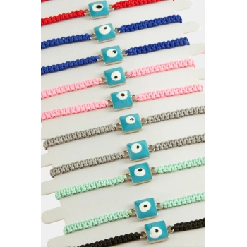 Kare Nazar Makrome Örgülü Bileklik