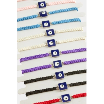 Kare Nazar Makrome Örgülü Bileklik