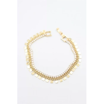 Kare Pullu Su Yolu Bileklik - Altın