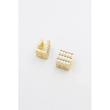 Kare Taşlı Küpe - Altın