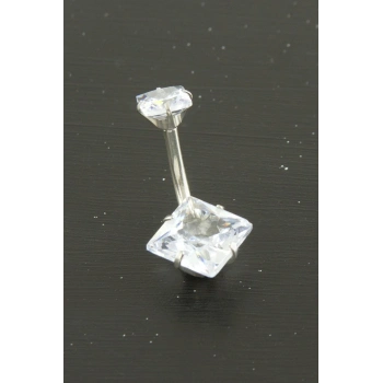 Kare Zirkon Taşlı Çelik Piercing 1 Adet