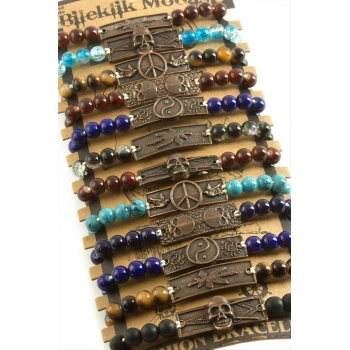 Karışık Aparatlı Cam Taş Makrome Örgü İp Bileklik