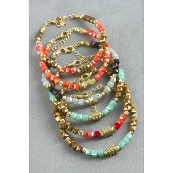 Karışık Figürlü Küp Kristal Bileklik