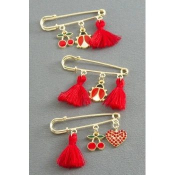 Karışık Püsküllü Broş