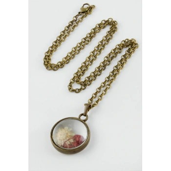 Karışık Renkli Çiçek Canlı Kolye