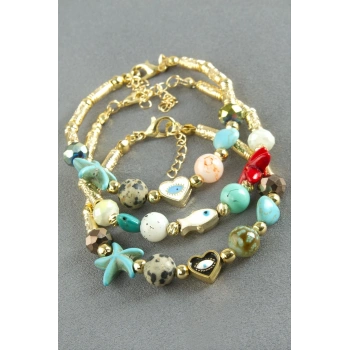 Karışık Turkuaz Taşlı Mineli Bileklik