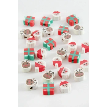 Karışık Yılbaşı Fimo Boncuk 100 Adet