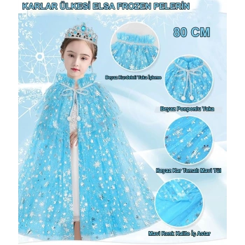 Karlar Ülkesi Elsa Frozen Mavi Pelerin – 80 cm Çocuk Pelerini