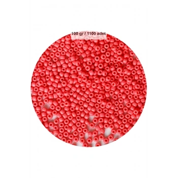 Karpuz Pembesi Renk 4 mm Yaklaşık 1100 adet / 100 gram Cam Boncuk Oya Yazma Bileklik ve Kolye