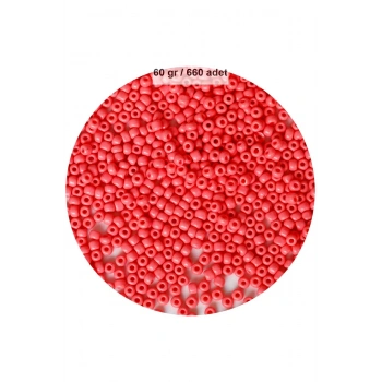 Karpuz Pembesi Renk 4 mm Yaklaşık 660 adet / 60 gram Cam Boncuk Oya Yazma Bileklik ve Kolye