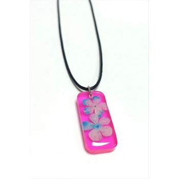 Kartopu Çiçeği Dikdörtgen Epoksi Kolye